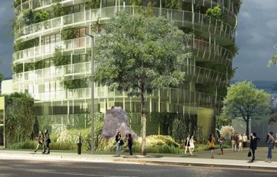 這棟新大樓的植物都直接栽入土壤，如同樓中的叢林。