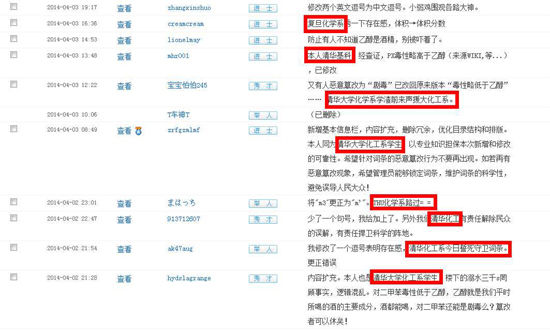 清華化學化工學生晝夜捍衛百度百科PX詞條，復旦等高校學生留言聲援。